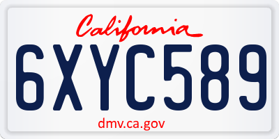 CA license plate 6XYC589