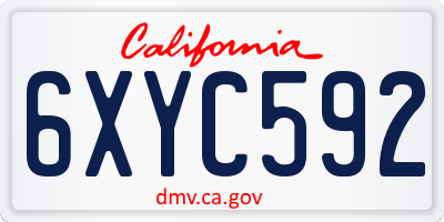 CA license plate 6XYC592