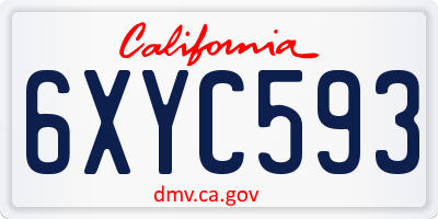 CA license plate 6XYC593
