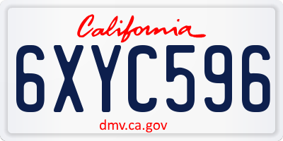 CA license plate 6XYC596