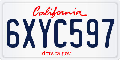 CA license plate 6XYC597