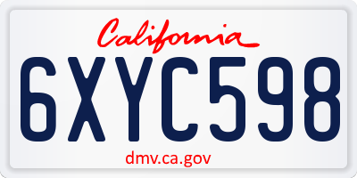 CA license plate 6XYC598