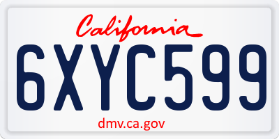 CA license plate 6XYC599