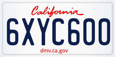 CA license plate 6XYC600