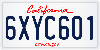 CA license plate 6XYC601