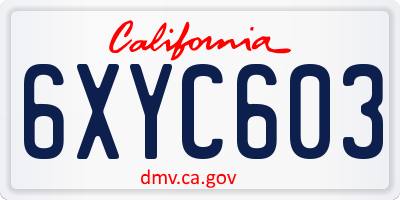 CA license plate 6XYC603