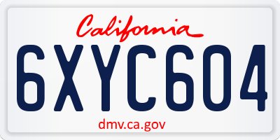 CA license plate 6XYC604