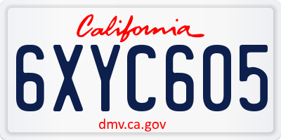CA license plate 6XYC605