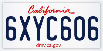 CA license plate 6XYC606