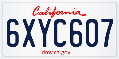 CA license plate 6XYC607
