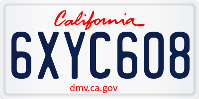 CA license plate 6XYC608