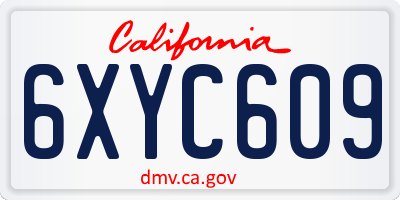 CA license plate 6XYC609