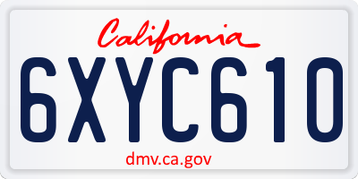 CA license plate 6XYC610