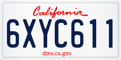 CA license plate 6XYC611