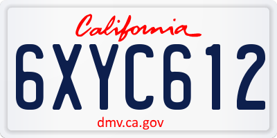 CA license plate 6XYC612