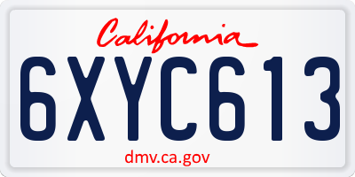 CA license plate 6XYC613