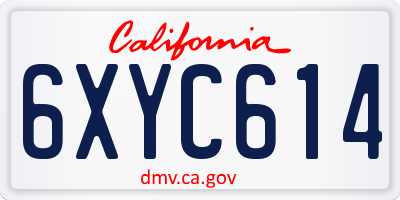 CA license plate 6XYC614