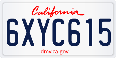 CA license plate 6XYC615