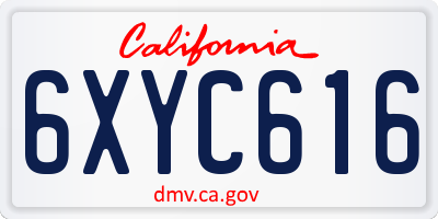 CA license plate 6XYC616