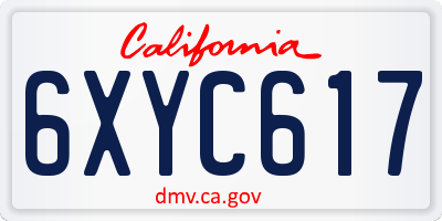 CA license plate 6XYC617
