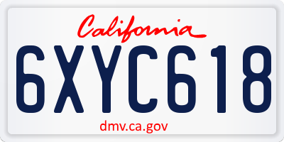CA license plate 6XYC618