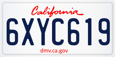 CA license plate 6XYC619