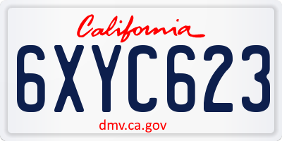 CA license plate 6XYC623