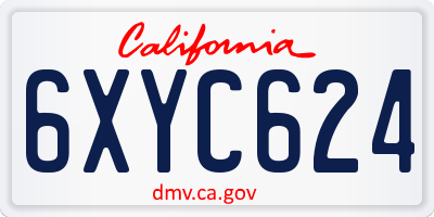 CA license plate 6XYC624