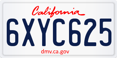 CA license plate 6XYC625