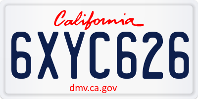 CA license plate 6XYC626