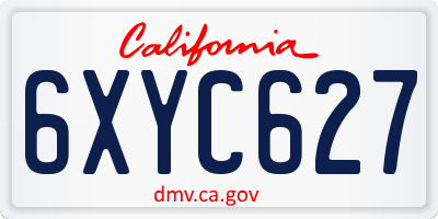 CA license plate 6XYC627