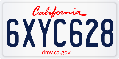 CA license plate 6XYC628