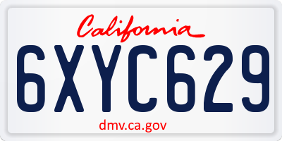 CA license plate 6XYC629