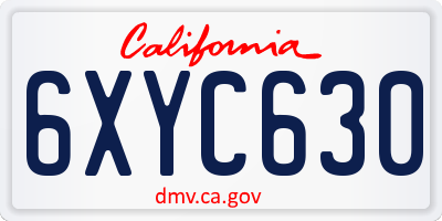 CA license plate 6XYC630