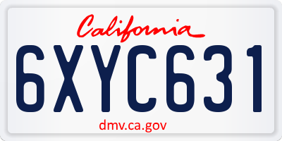 CA license plate 6XYC631
