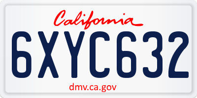 CA license plate 6XYC632