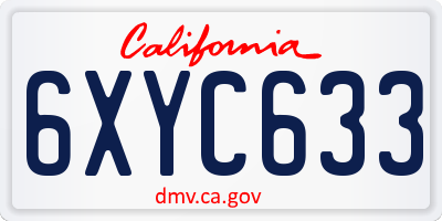 CA license plate 6XYC633