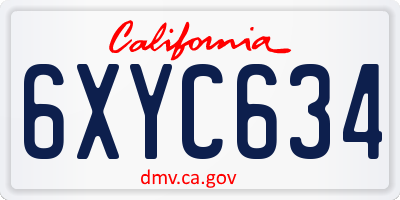 CA license plate 6XYC634