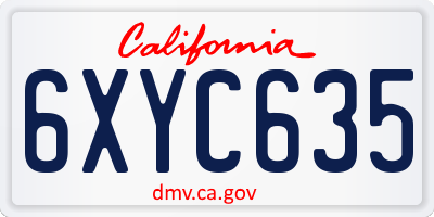 CA license plate 6XYC635