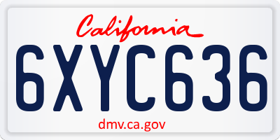 CA license plate 6XYC636