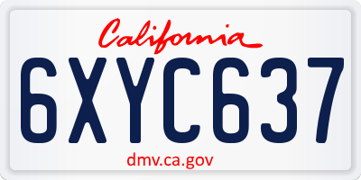 CA license plate 6XYC637