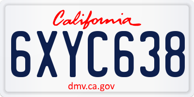 CA license plate 6XYC638