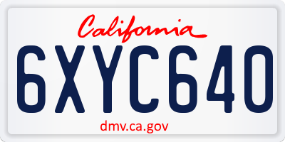 CA license plate 6XYC640