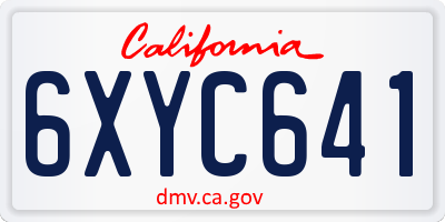 CA license plate 6XYC641