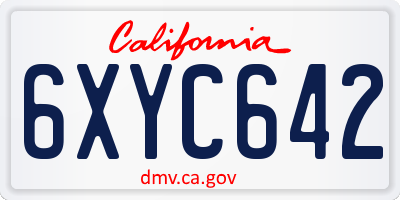CA license plate 6XYC642
