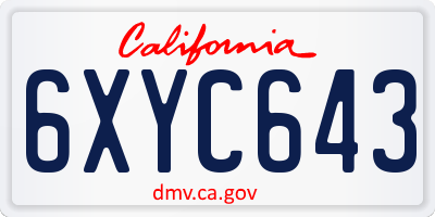 CA license plate 6XYC643