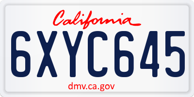 CA license plate 6XYC645