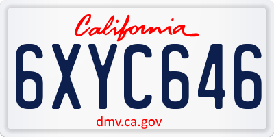CA license plate 6XYC646