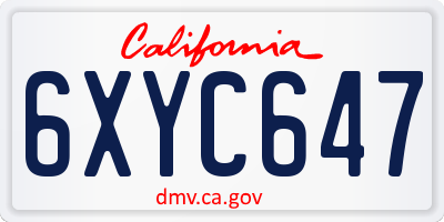 CA license plate 6XYC647