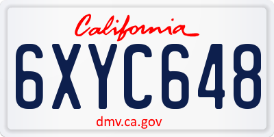 CA license plate 6XYC648